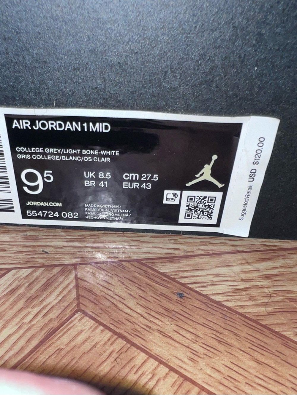 Nike Air Jordan 1 Mid Box Label - College Grey / Light Bone-White